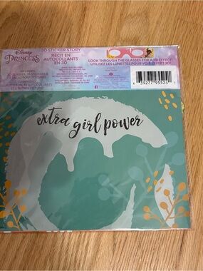 Disney Princess "extra girl power" Teal and Gold Sticker Set 3D NEW Travel
